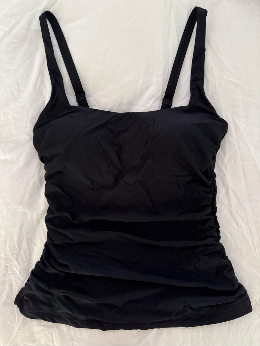 Athleta Black Ruched Tankini Swim Top